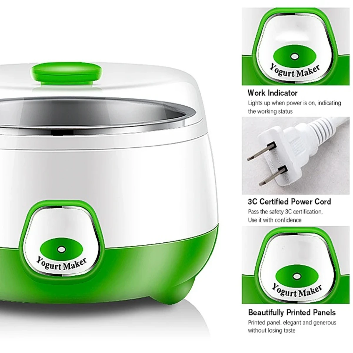 Premium - High-Quality ABS and PP - 1L Capacity - 220-240V/50Hz - 15W - Automatic Electric Yogurt Maker