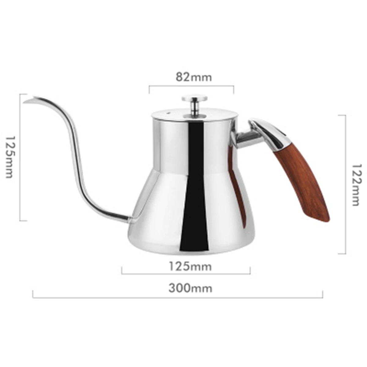 800Ml Stainless Steel Mounting Bracket Hand Punch Pot Coffee Pots with Lid Drip Gooseneck Spout Long Mouth Coffee Kettle Teapot-Black - Black