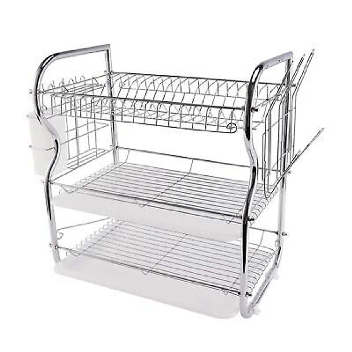 Dish Drying Rack, NBSail 3 lier Dish Rack Stainless Steel Dish Drainer Utensil Holder, Cutting Board Holder with Removable Drain Board for Kitchen Countertop