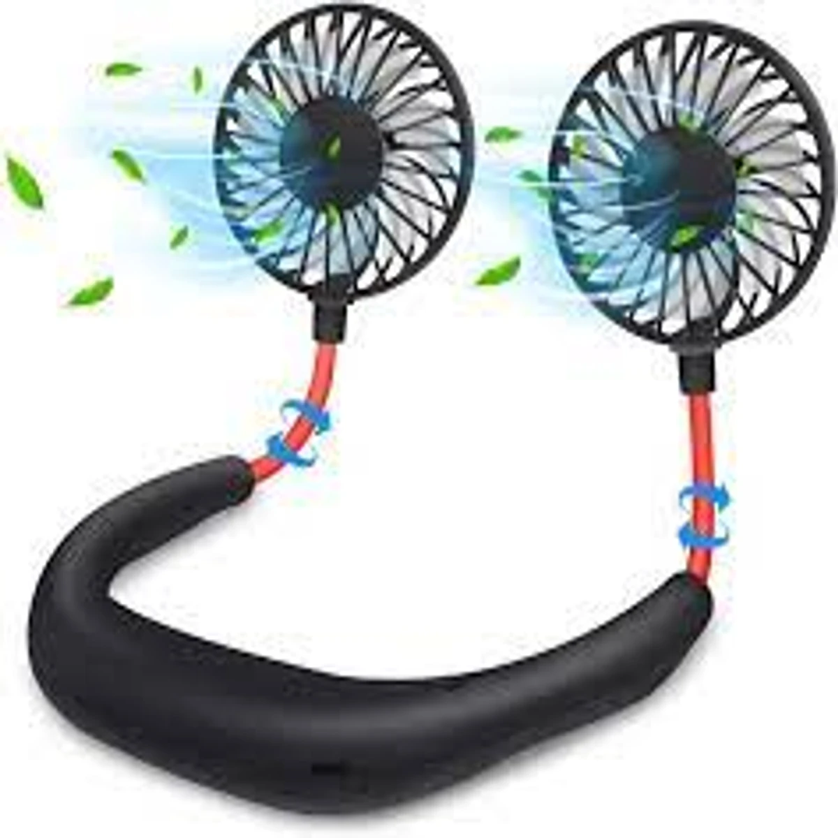 Hanging Neck Fan, Outdoor Portable Double Wind Head Neckband Cooling Fan,USB Rechargeable Hanging Neck Fan