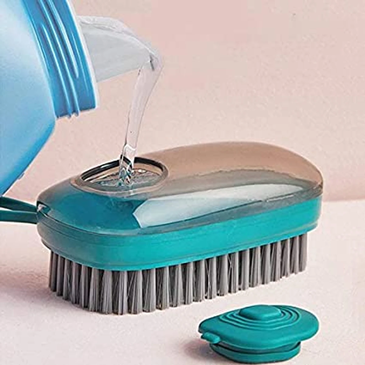 Toriox Household Automatic Liquid Adding Laundry Brush Convenient Hydraulic Plastic 3 in 1 Cleaning Brush for Kitchen and Bathroom
