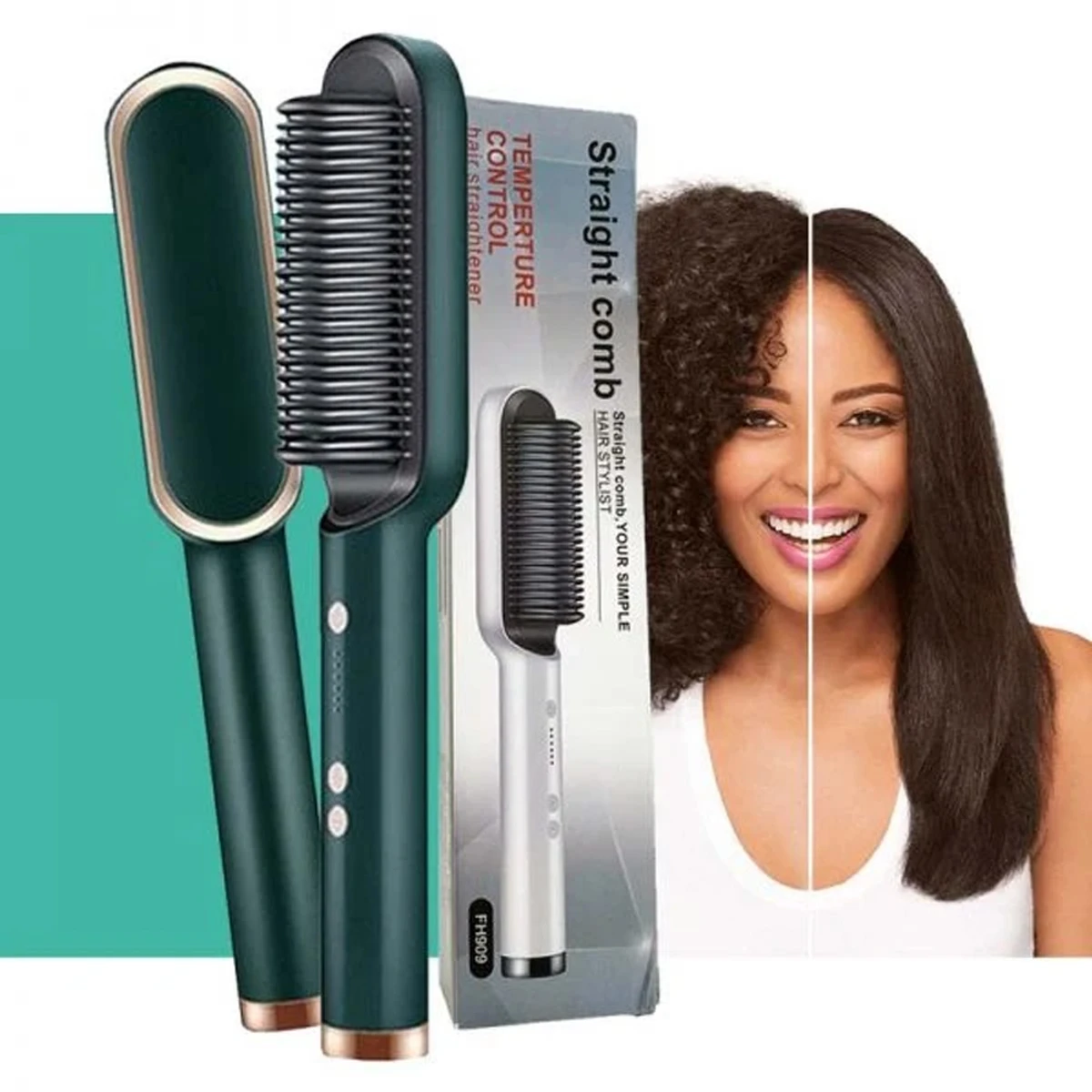 Product details of LCD Screen Hot-Air Hair Styling Comb Multifunctional Straightener Hair Brush Hair Dryer for Men&Women-G16-Green