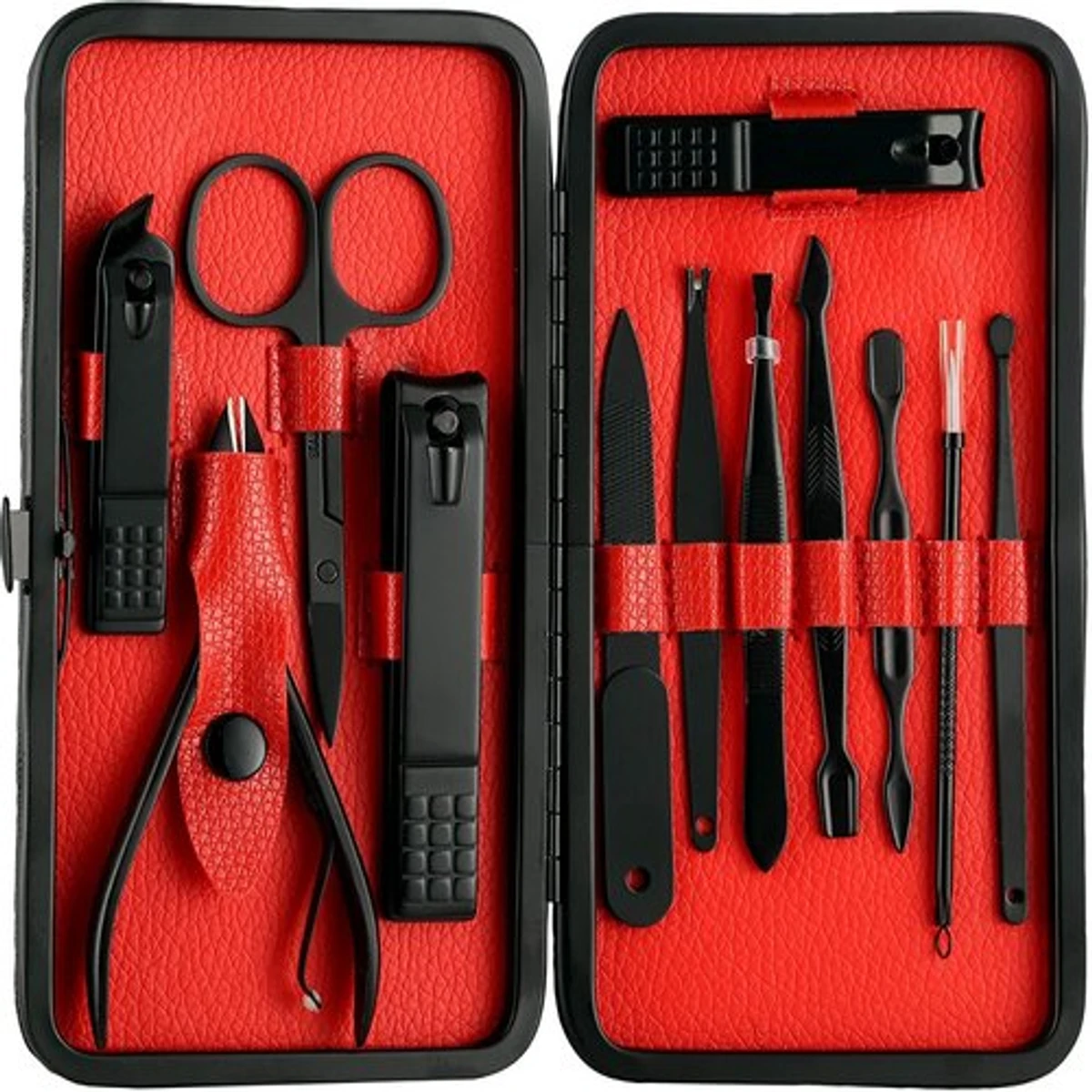 Manicure Pedicure Set Nail Clippers - Mifine 16 In 1 Stainless Steel Professional Pedicure Kit Nail Scissors Grooming Kit with Black Leather Travel Case First Generation