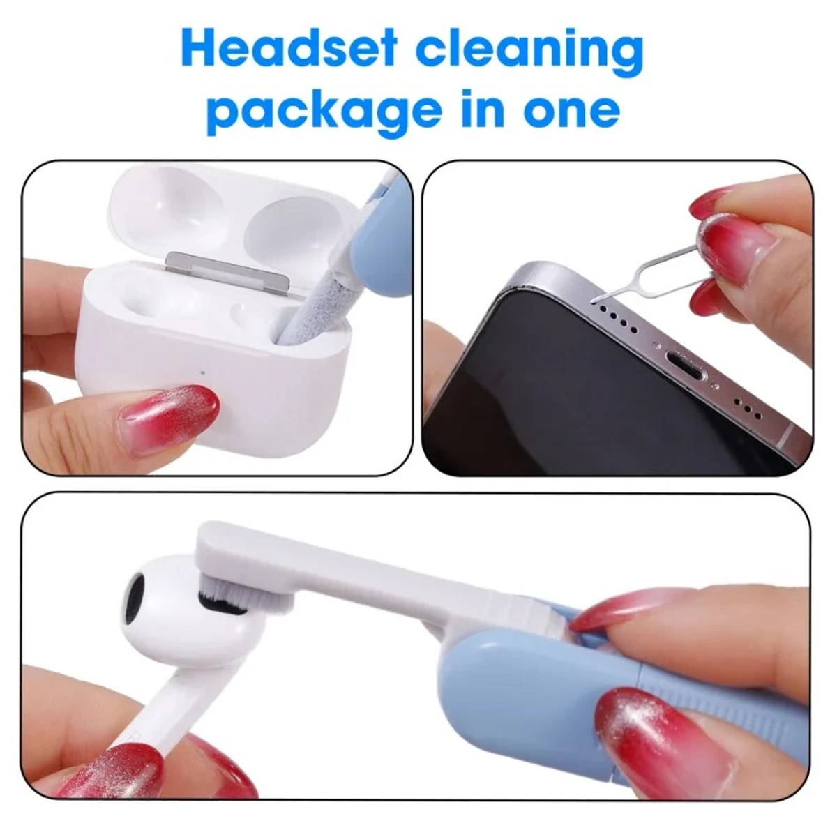 7-in-1 Electronic Cleaner Kit - Portable Cleaning for Airpods Laptop, Keyboard, with Cleaning Pen Brush Spray for Phone iPad  Computer Screen/Keyboard/Headphones/Bluetooth Earphones (Light Blue).
