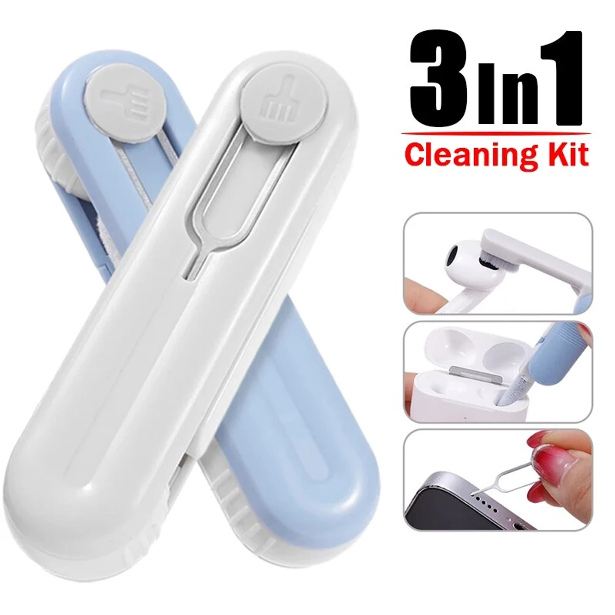 7-in-1 Electronic Cleaner Kit - Portable Cleaning for Airpods Laptop, Keyboard, with Cleaning Pen Brush Spray for Phone iPad  Computer Screen/Keyboard/Headphones/Bluetooth Earphones (Light Blue).