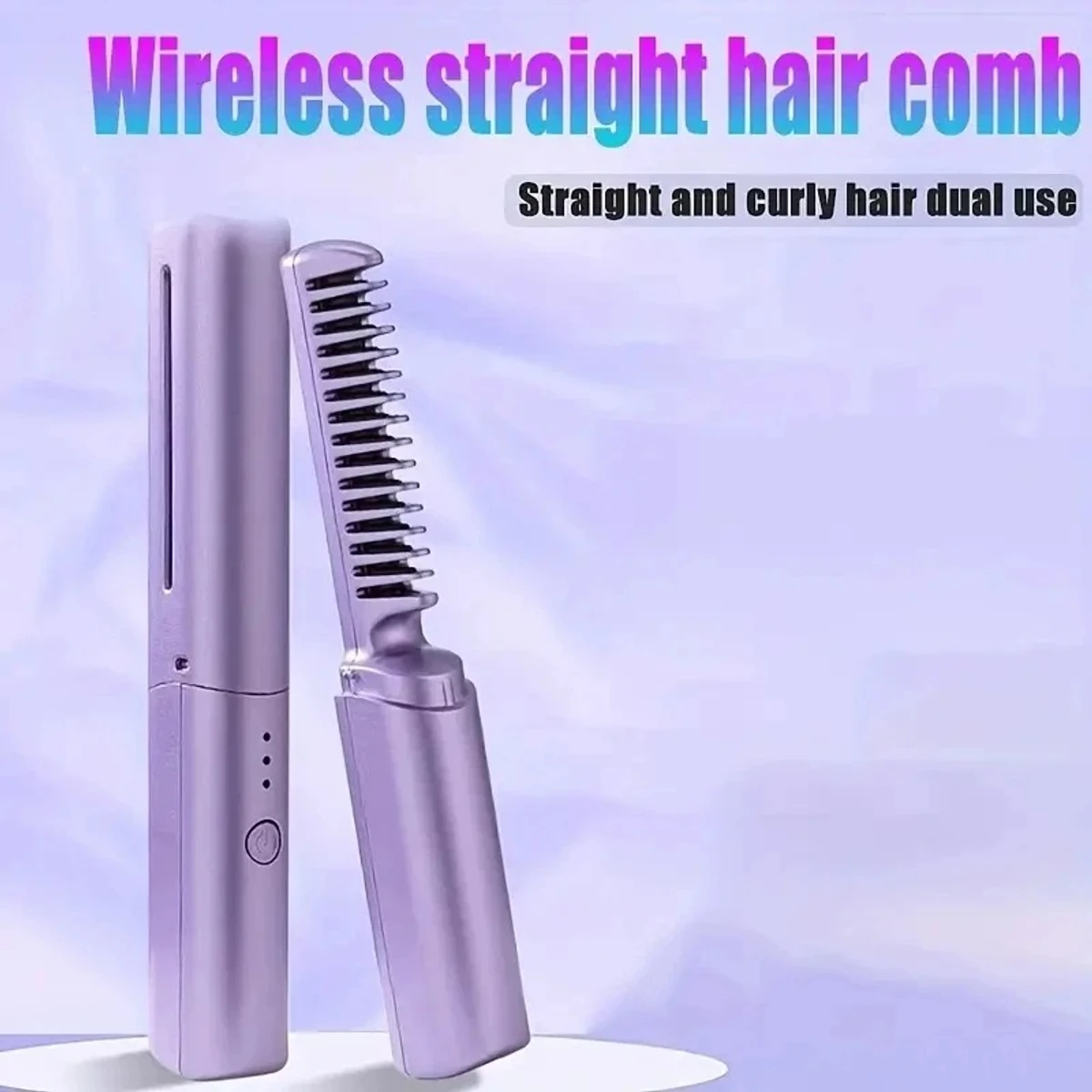 Rechargeable Mini Hair Straightener, Portable Travel Negative Ion Hair  Straightener Styling Comb, 2 in 1 Professional Lazy Portable USB Wireless Hair Straightener Comb for Travel and Home Use .